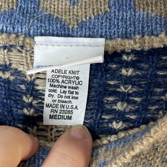 Ship n’ shore M Vintage 80’s tunic sweater rose heart argyle pullover‎ - Picture 3 of 8